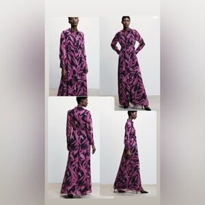 Mango Vibrant Pink and Black Maxi Dress